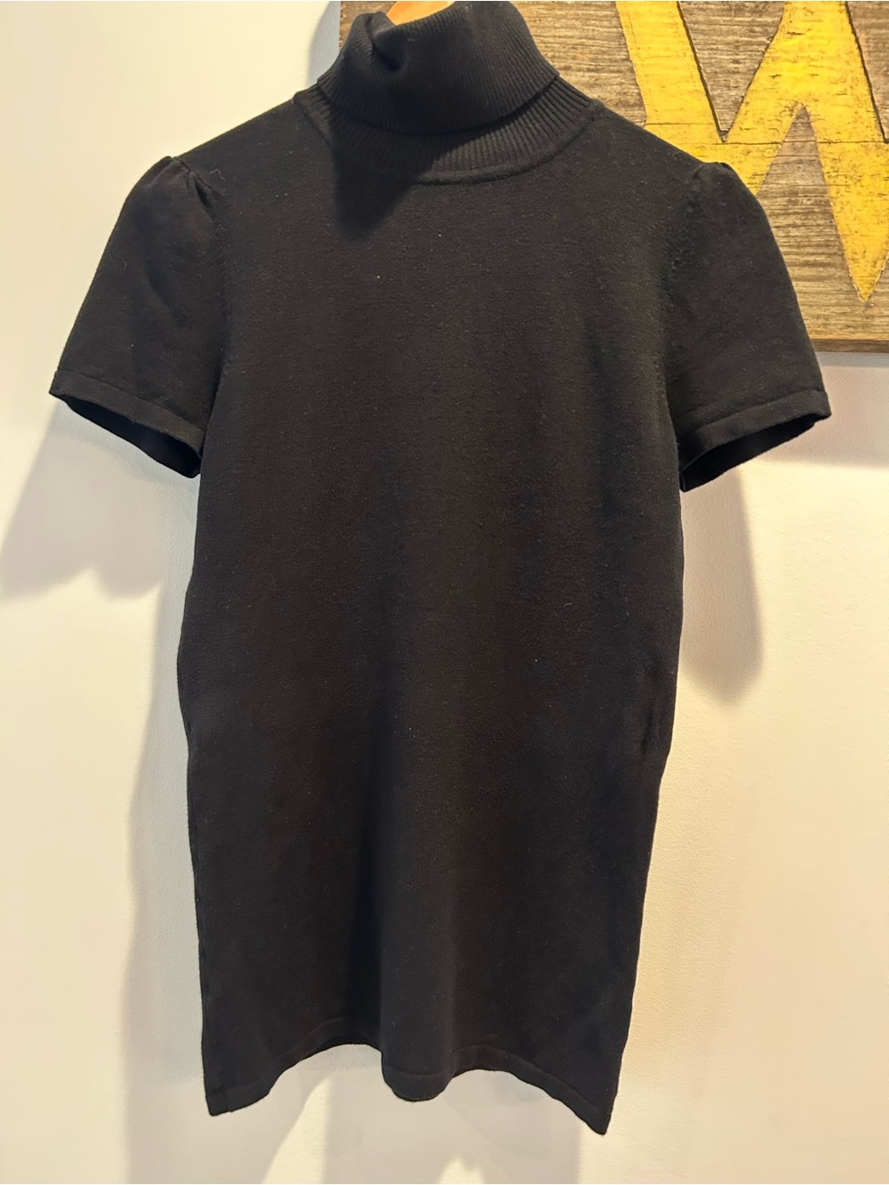 American Rag Black Short-Sleeve Turtleneck Tee